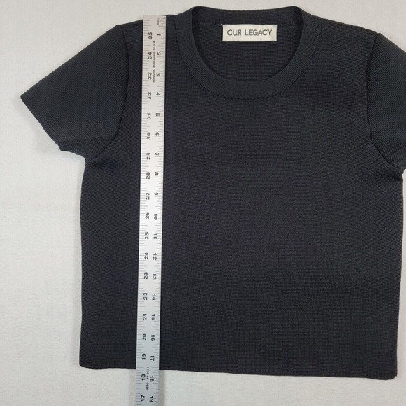 OUR LEGACY Knitted Cropped T-Shirt Women's Sz 38 Small Black Performance Poly - Picture 7 of 10